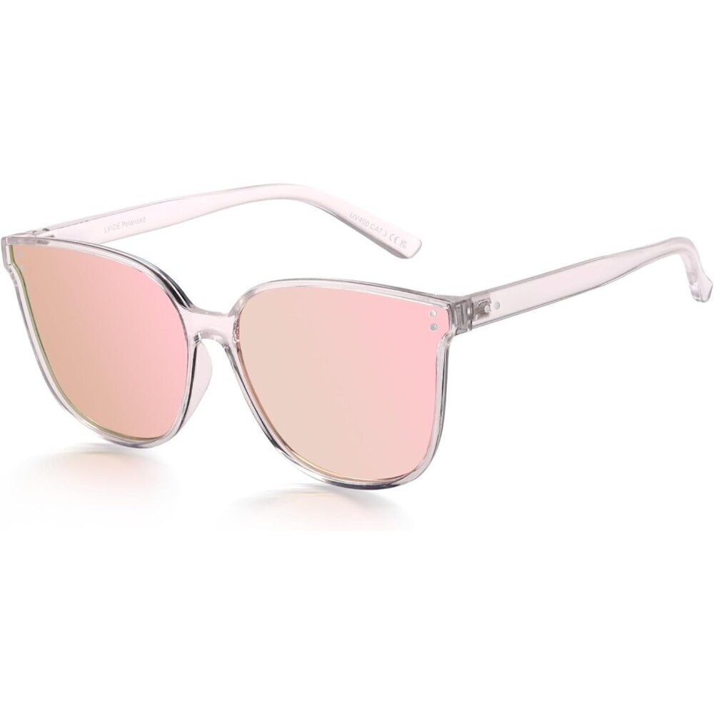 Women's C02 Transparent Frame Pink Polarized Lens Stylish Cat Eyes Sunglasses
